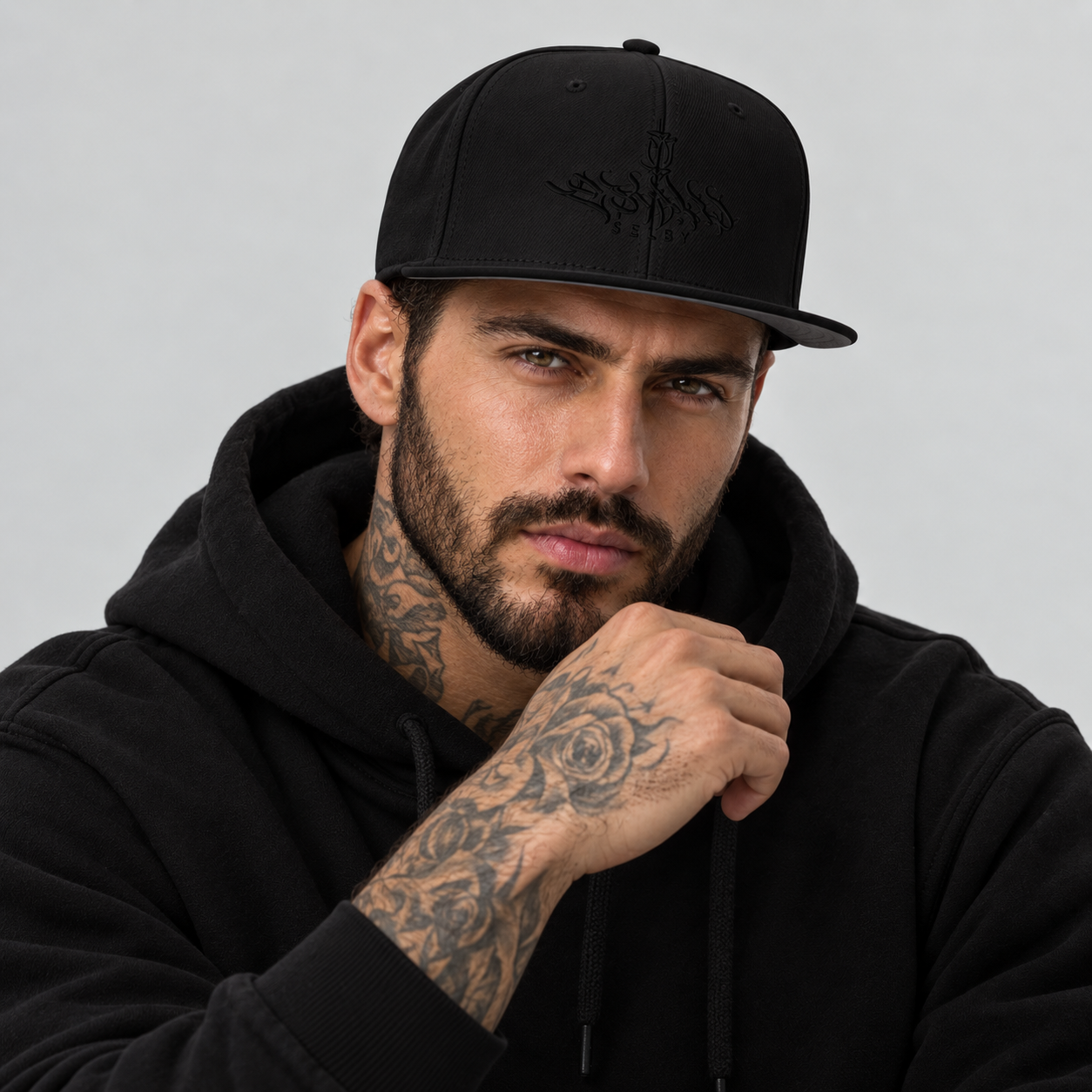 Black Embroidered Snapback Cap – Premium Streetwear Hat | SELBYS