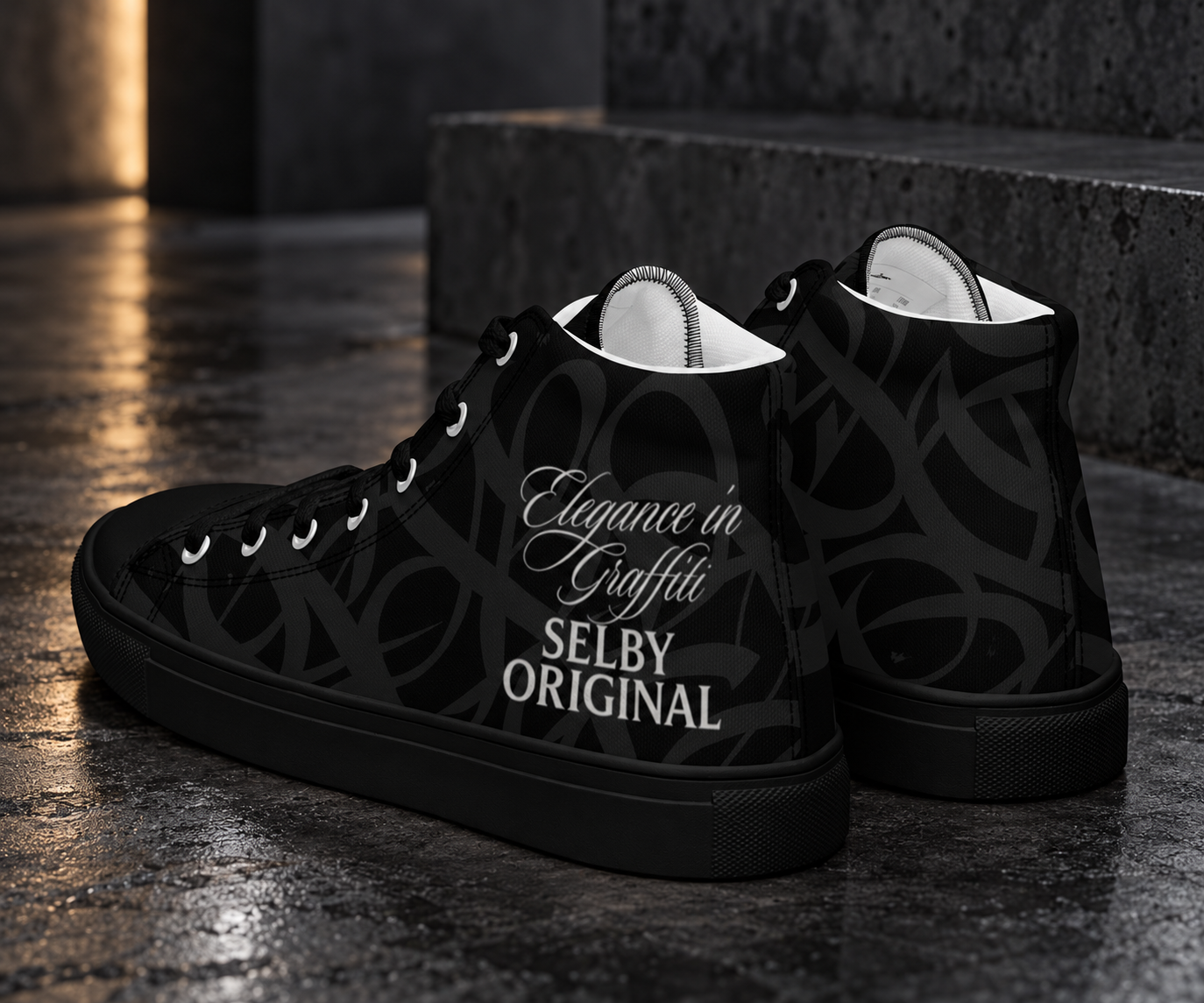 Black High Top Canvas Shoes – Graffiti Streetwear | SELBYS
